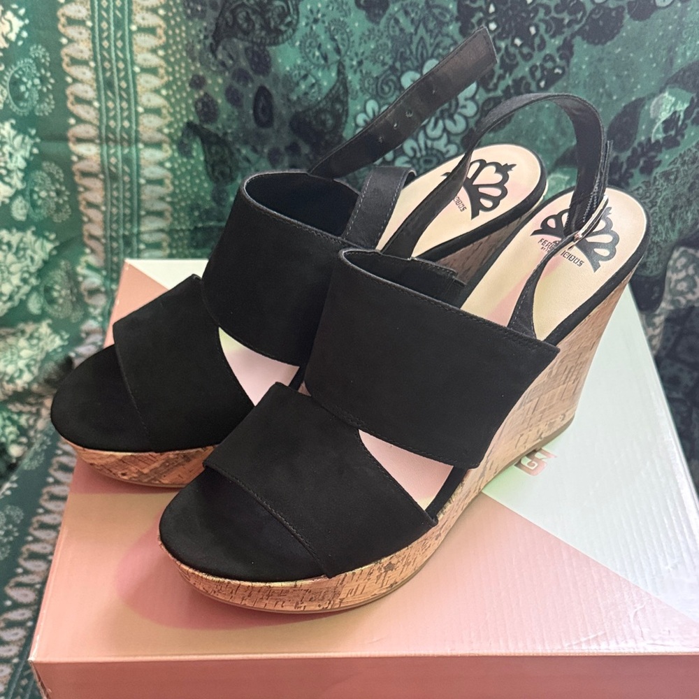Fergalicious Black Wedge Sandals